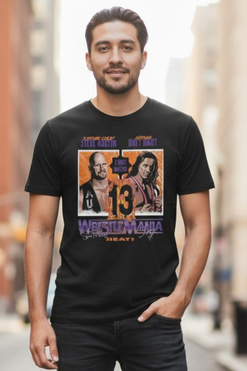 Bret Hart vs Steve Austin Wrestlemania 13 Black T-shirt