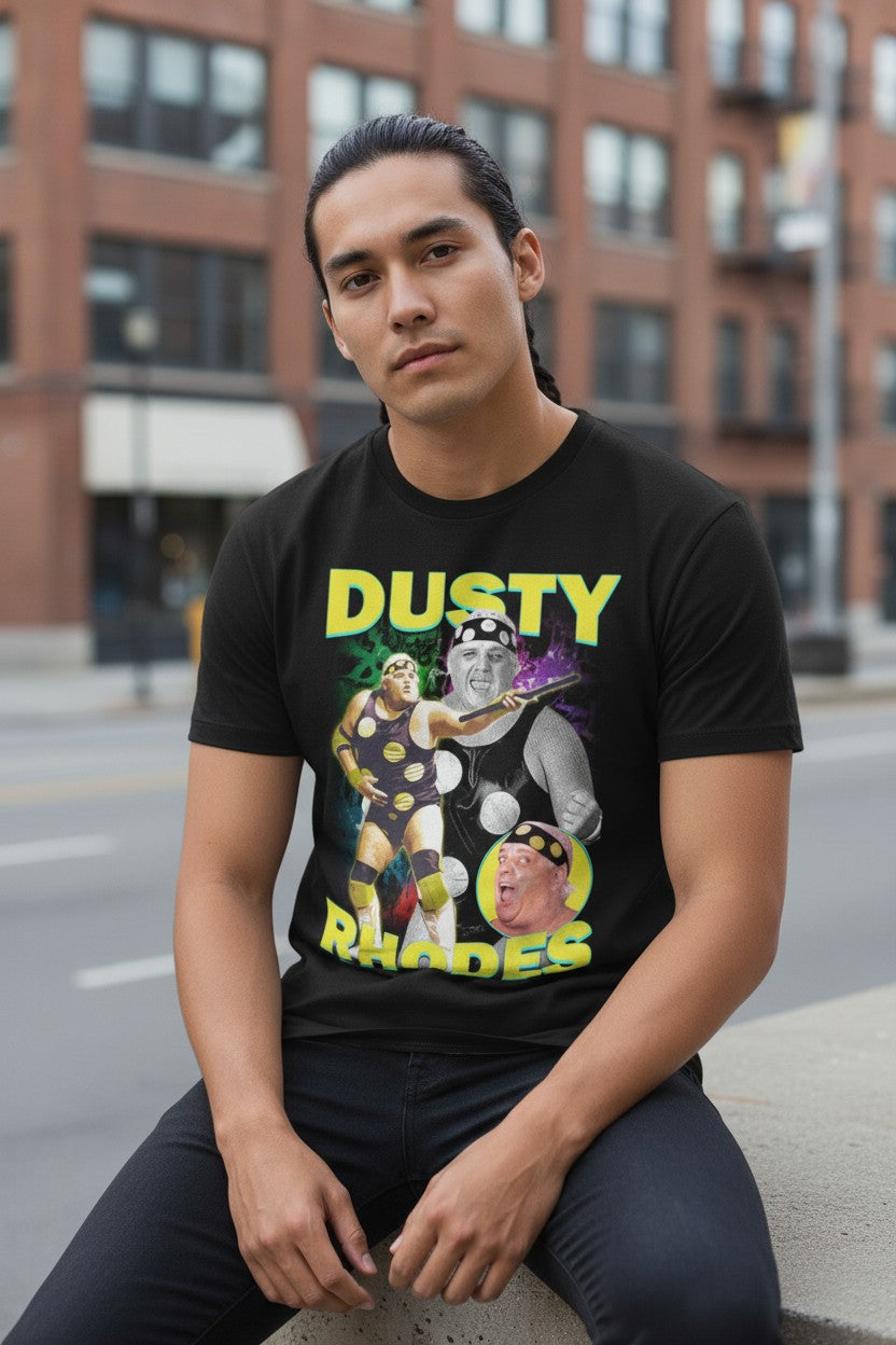 Dusty Rhodes Polka Dot Pose Black T-shirt