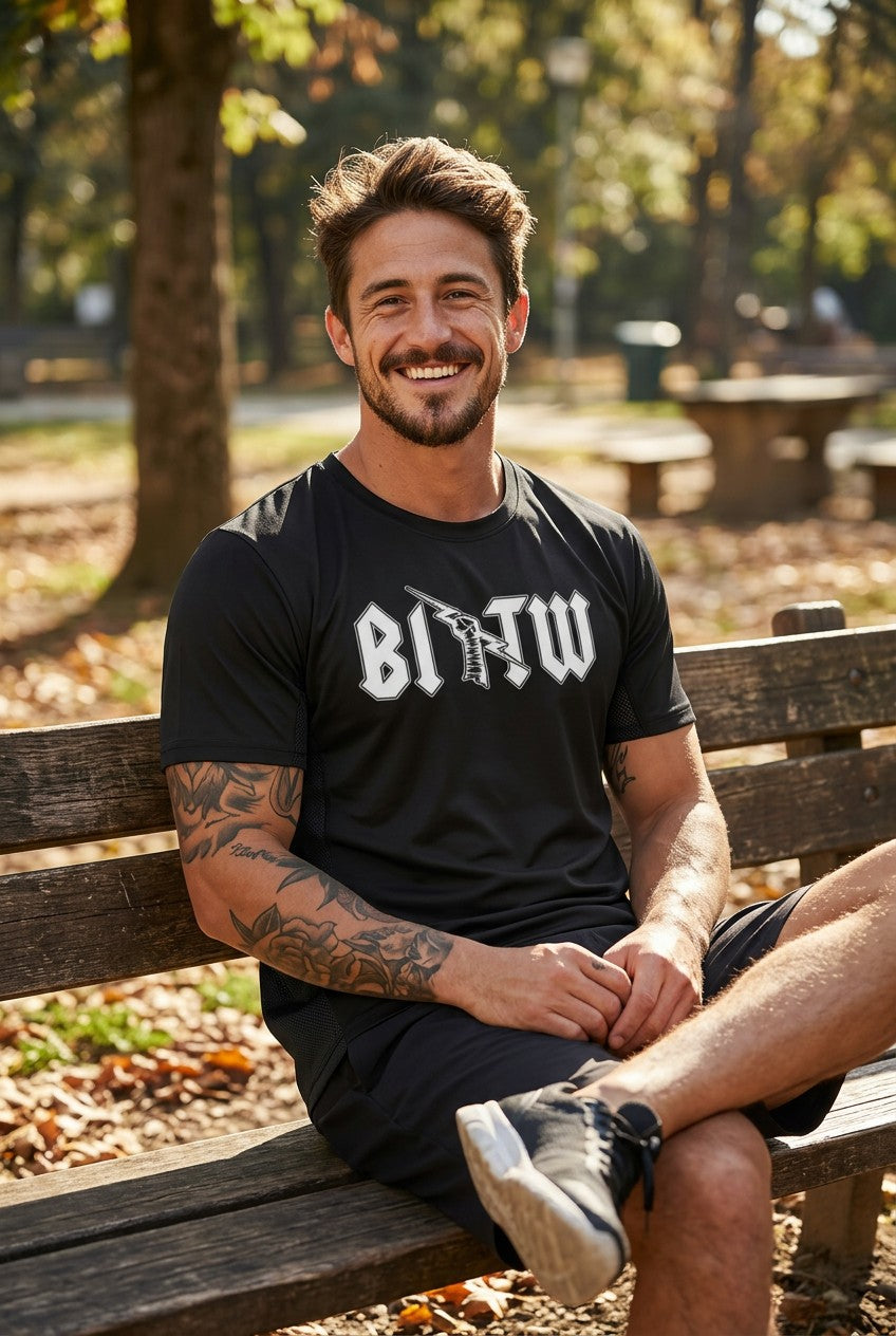 CM Punk Best In The World BITW Black and White Logo Black T-shirt