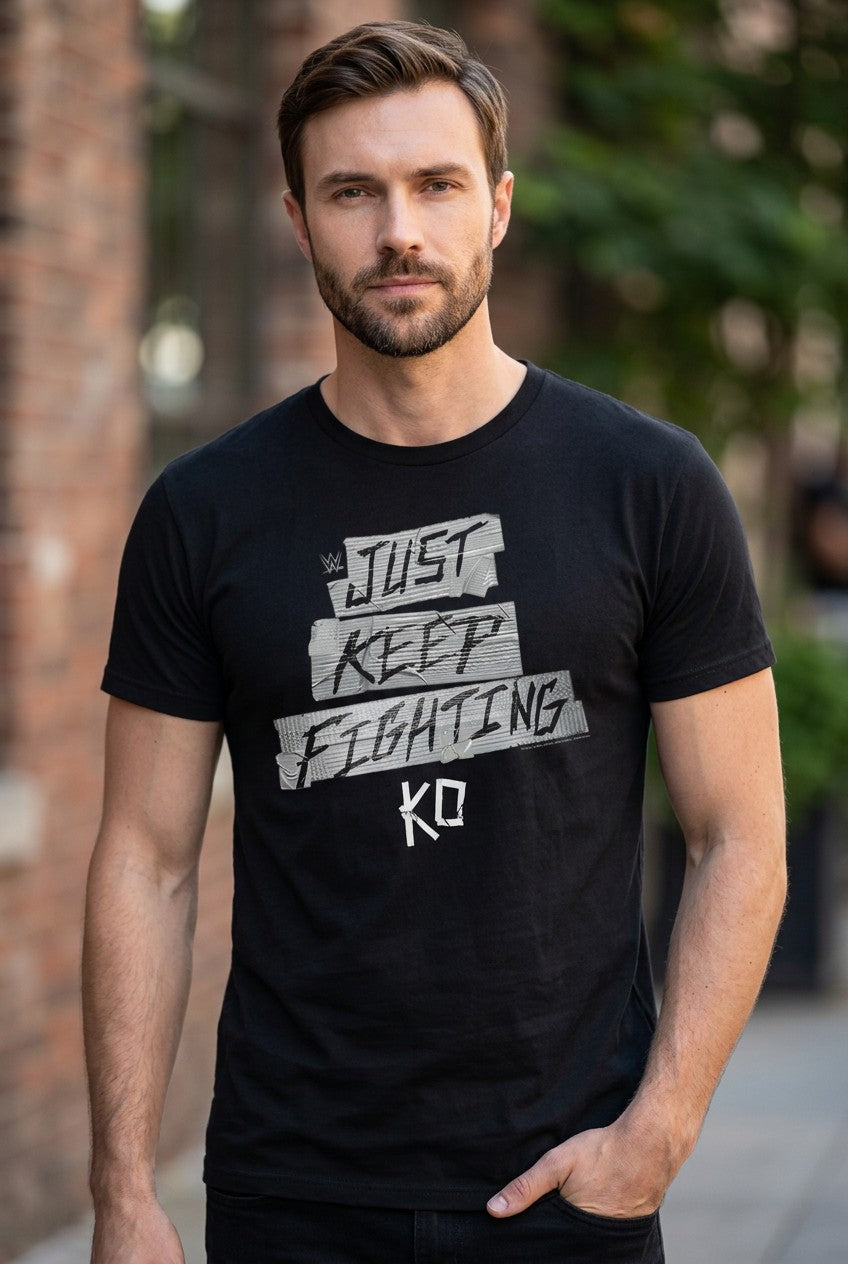 Kevin Owens Just Keep Fighting Duct Tape Black T-shirt