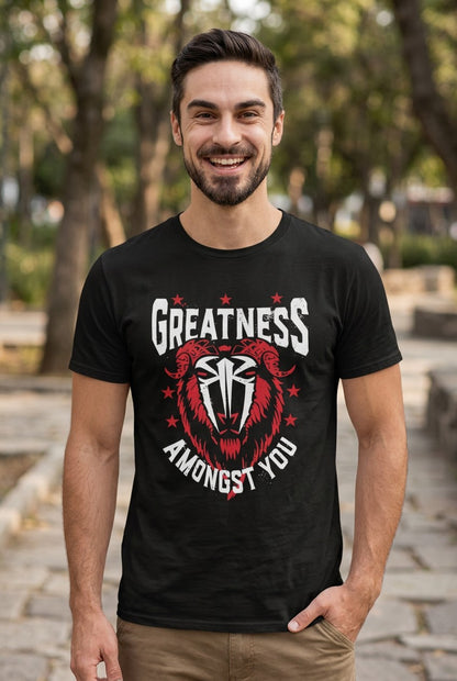 Roman Reigns Greatness Among You GOAT Mens Black T-shirt