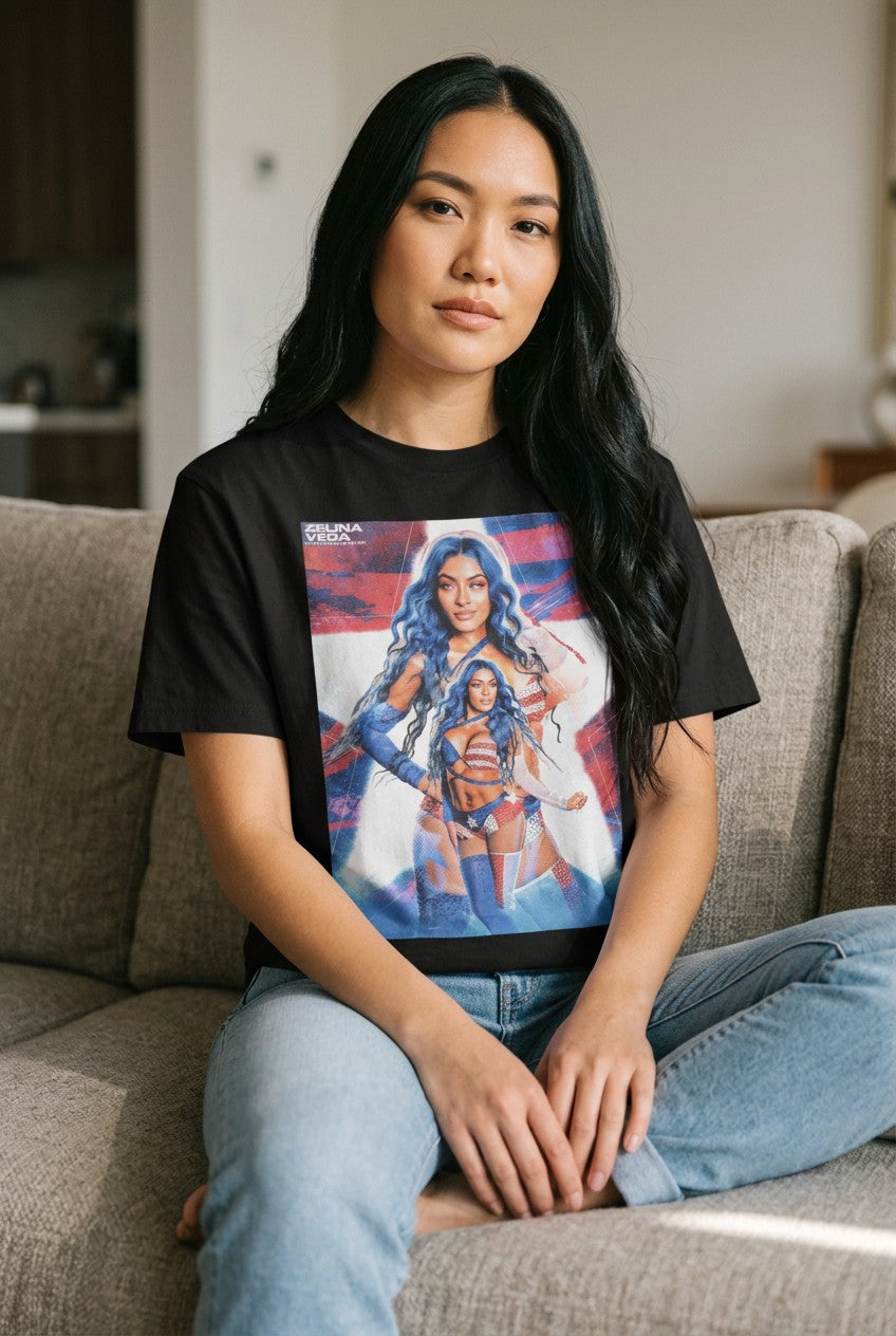 Zelina Vega Backlash USA-Puerto Rico Poster Print Black T-shirt
