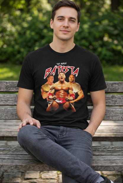 Batista The Animal Mens Black T-shirt WWE