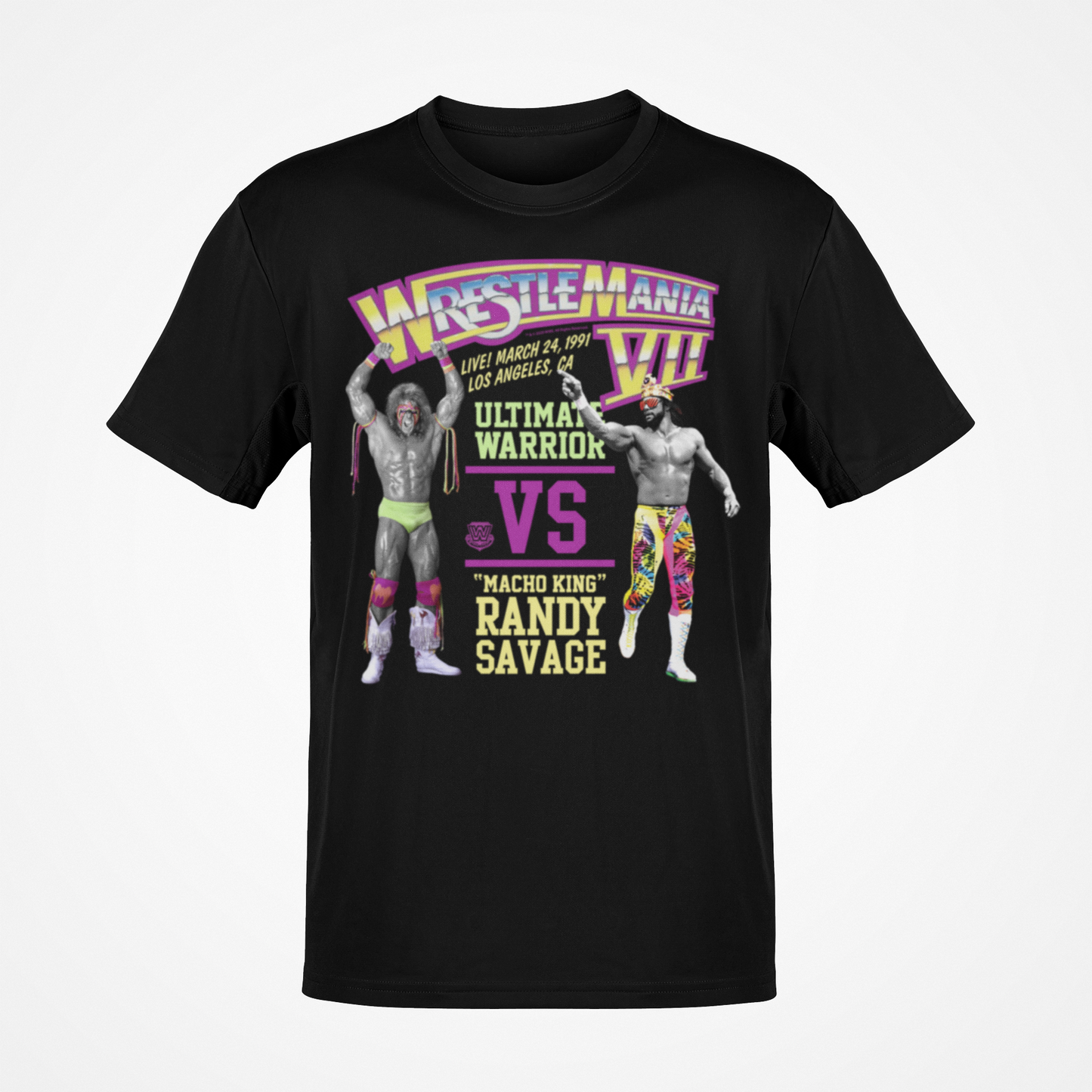 Wrestlemania 7 Macho Man Ultimate Warrior Black T-shirt