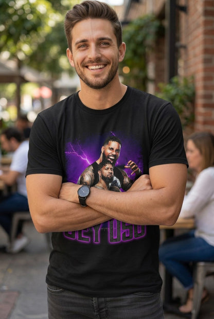 Jey Uso Purple Lightning Mens Black T-shirt