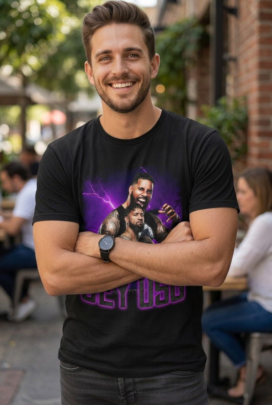 Jey Uso Purple Lightning Mens Black T-shirt