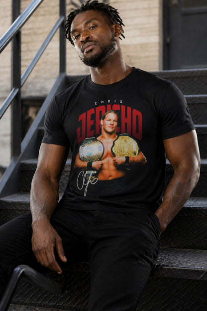 Chris Jericho Double Champion WWE Mens Black T-shirt