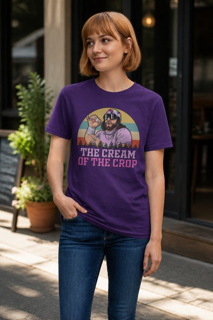 Macho Man Randy Savage Purple Logo Cream Crop T-shirt