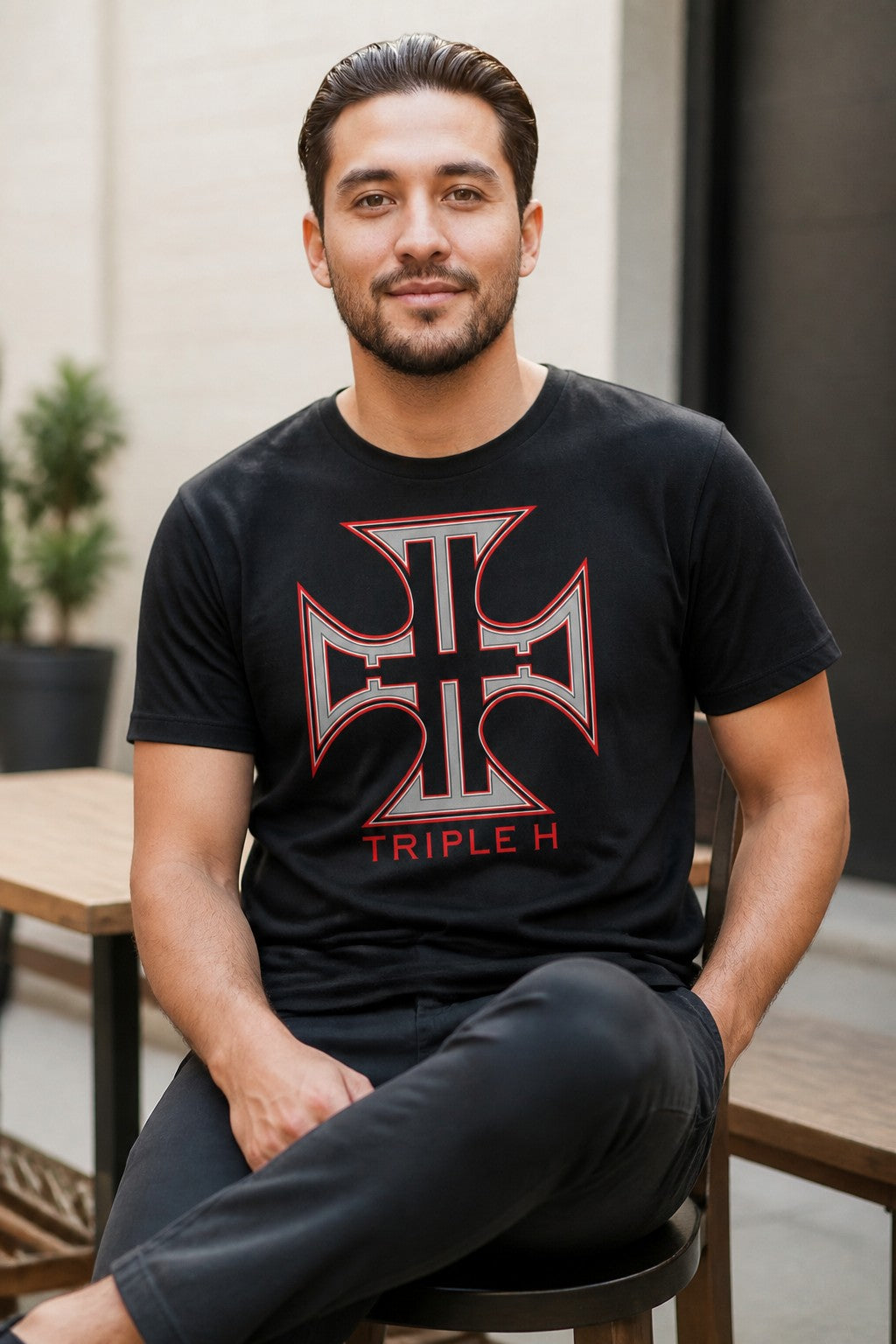 Triple H The Game Cross Logo Black T-shirt