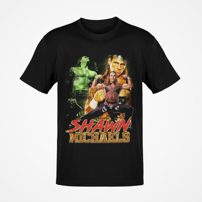 Shawn Michaels Three Pose Collage Mens Black T-shirt