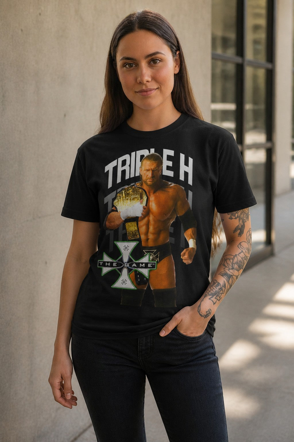 Triple H The Game Championship Belt Mens Black WWE T-shirt