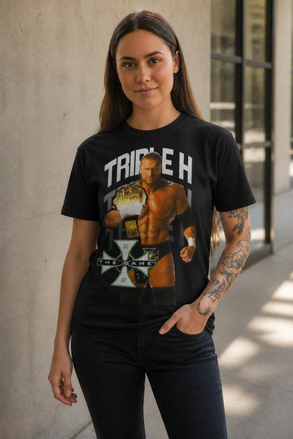 Triple H The Game Championship Belt Mens Black WWE T-shirt
