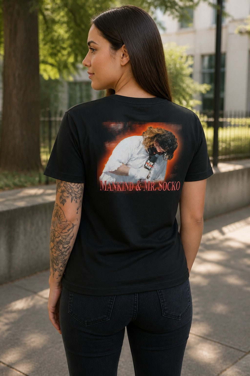 Mankind Mick Foley Mr Socko Don't Feed Animals Mens T-shirt