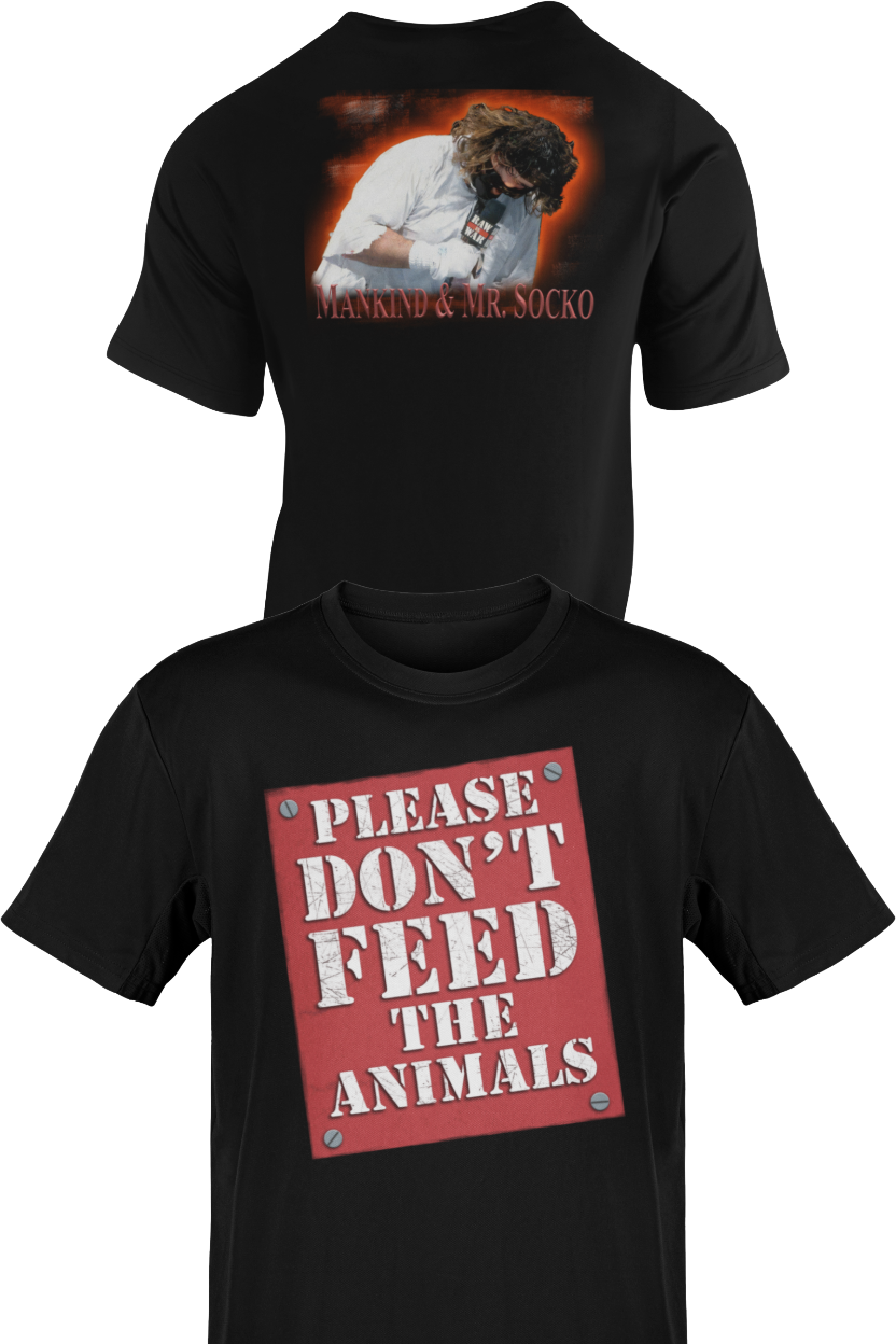 Mankind Mick Foley Mr Socko Don't Feed Animals Mens T-shirt
