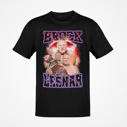 Brock Lesnar Purple Name Four Pose Mens Black T-shirt