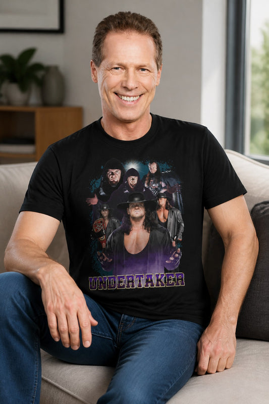 Undertaker 6 Poses Mens Black T-shirt WWE