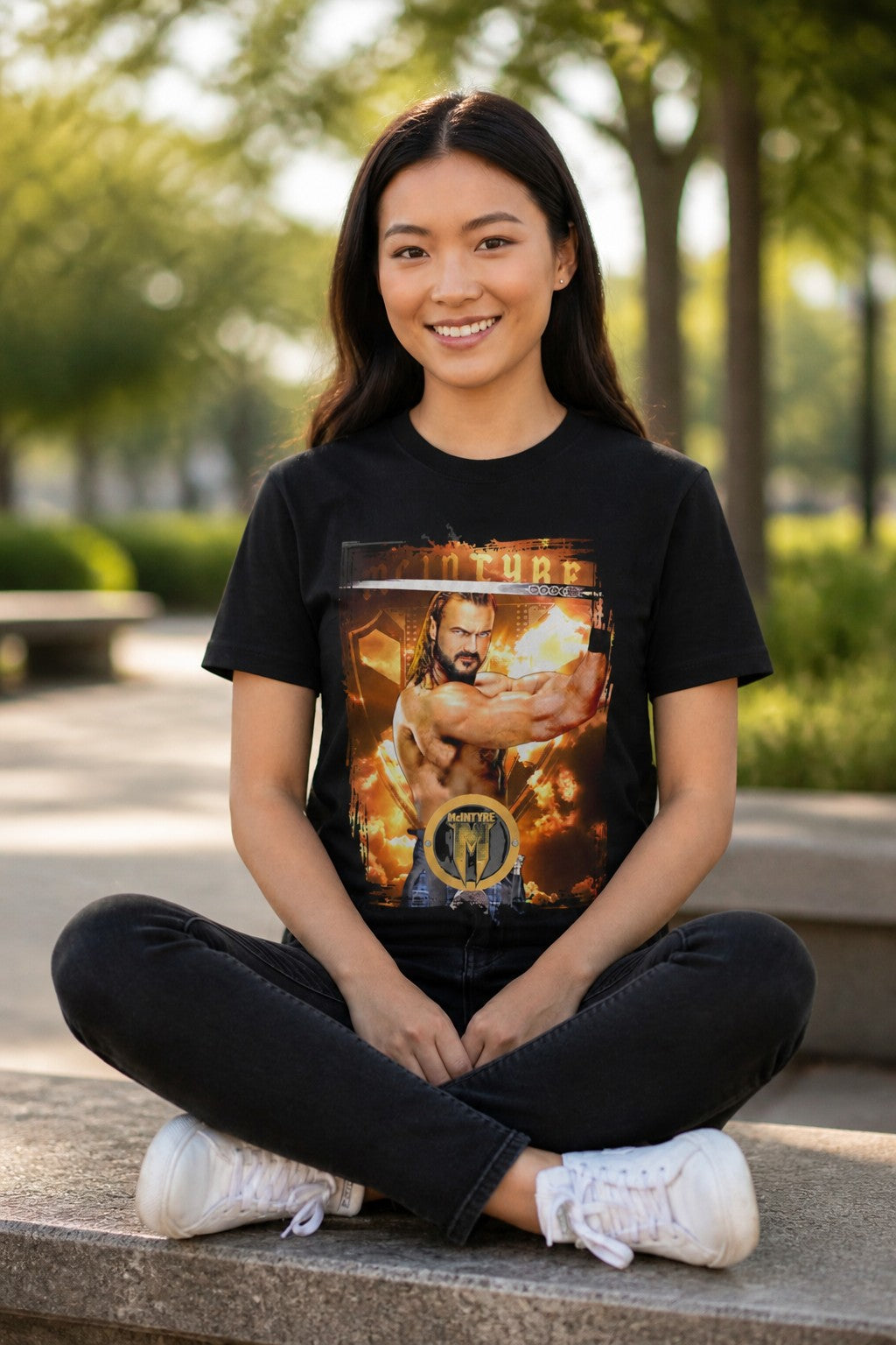 Drew McIntyre Sword Angela Mens Black T-shirt
