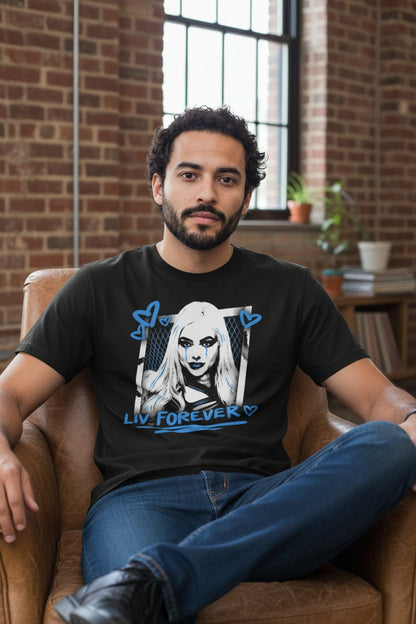 Liv Morgan Liv Forever Blue Logo Black T-shirt