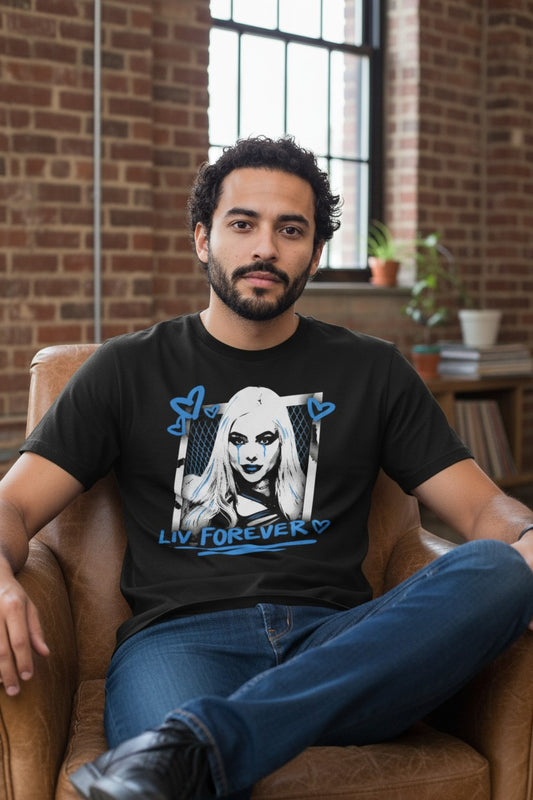 Liv Morgan Liv Forever Blue Logo Black T-shirt