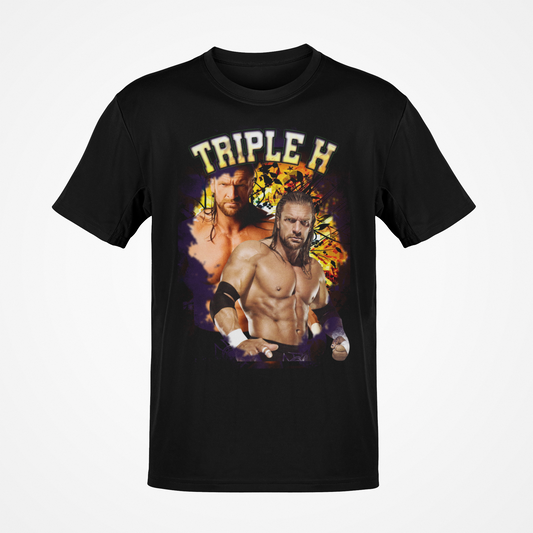 Triple H Fireball Mens Black WWE T-shirt