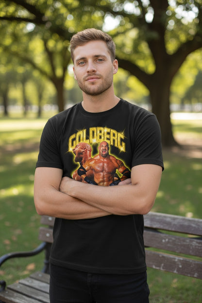 Bill Goldberg Double Pose Signature Mens Black T-shirt
