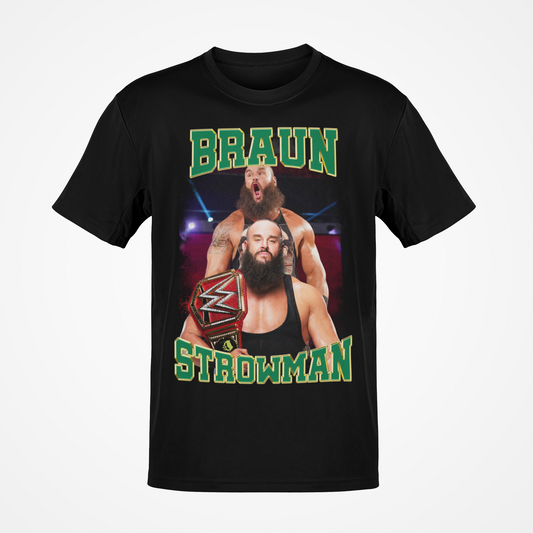 Braun Strowman Championship Belt Double Pose Black T-shirt