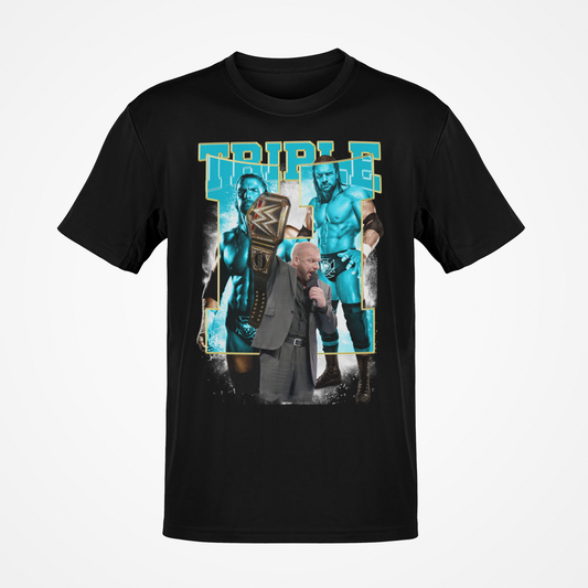 Triple H Authority Blue Mens Black WWE T-shirt