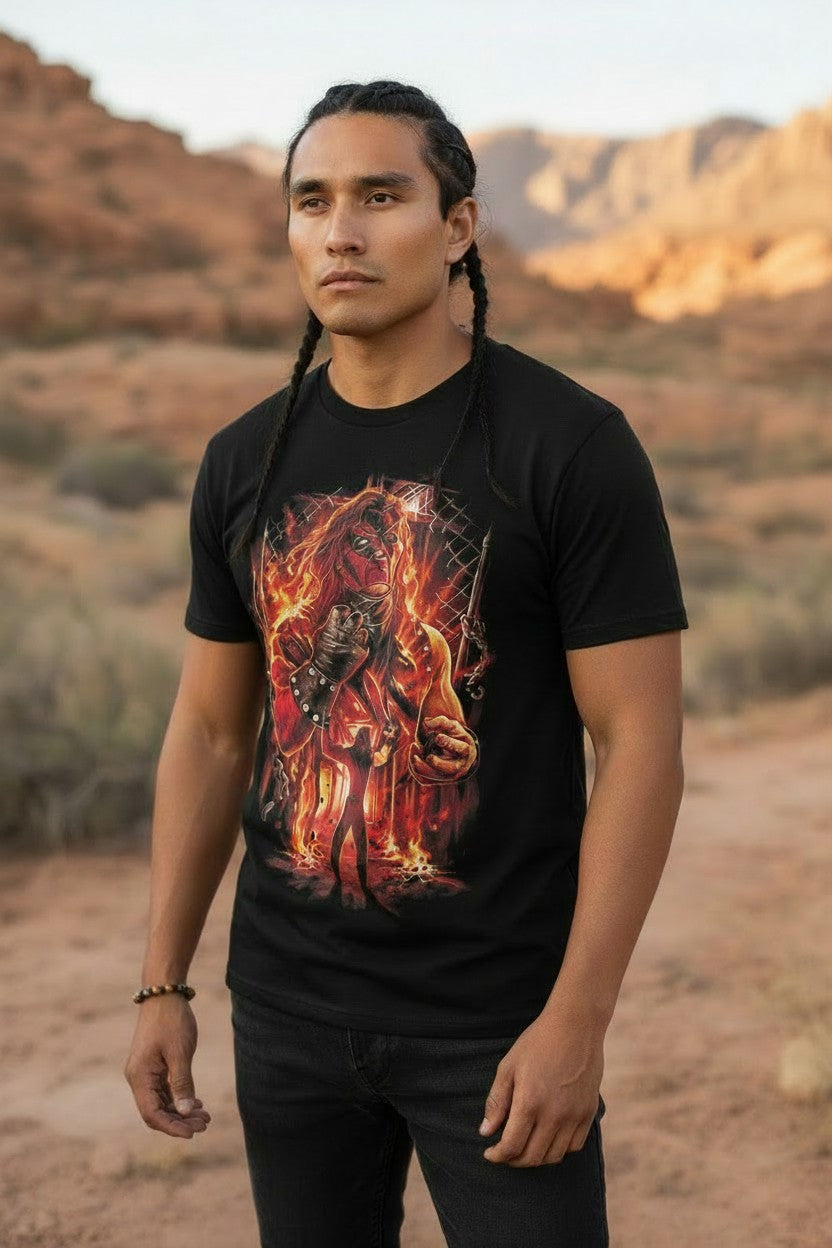 Kane The Big Red Machine Fireball Black T-shirt