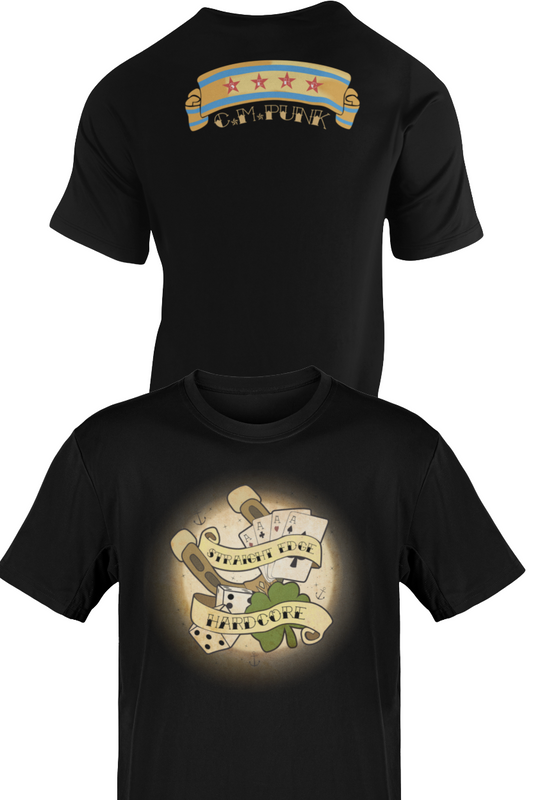 CM Punk Straight Edge Hardcore Luck Black T-shirt