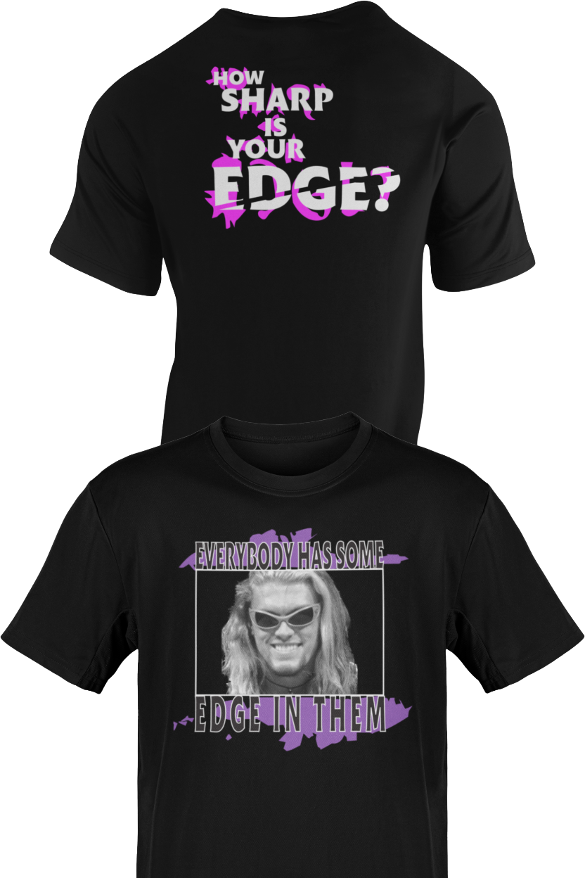 Edge WWF How Sharp Is Your Edge Mens Black T-shirt
