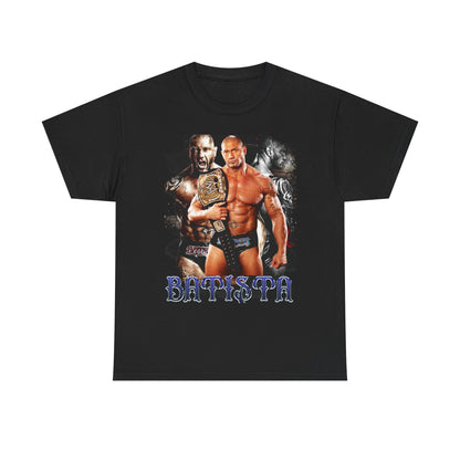 Batista Three Pose Mens Black T-shirt WWE