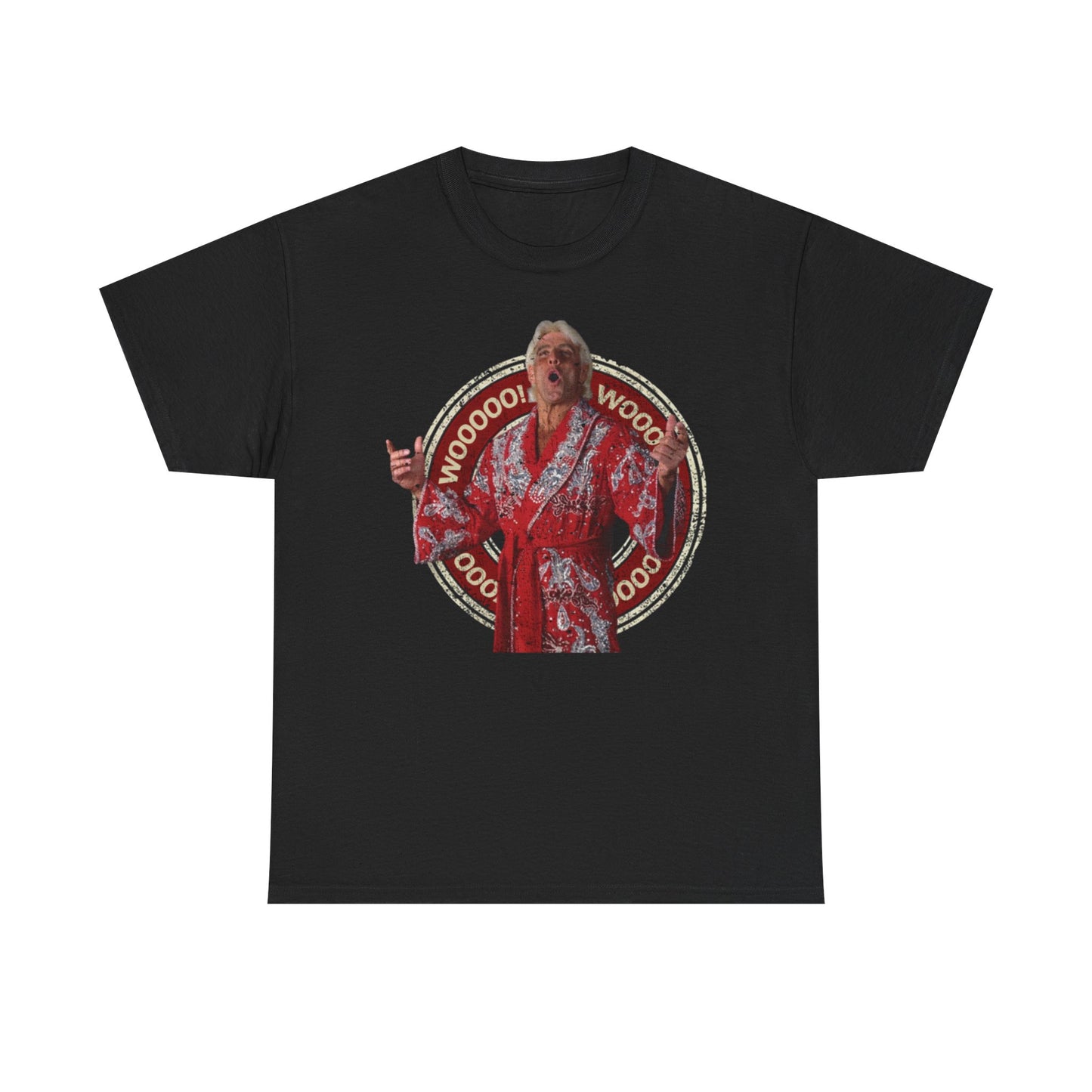 Ric Flair Wooo Red Robe Circle Logo Black T-shirt