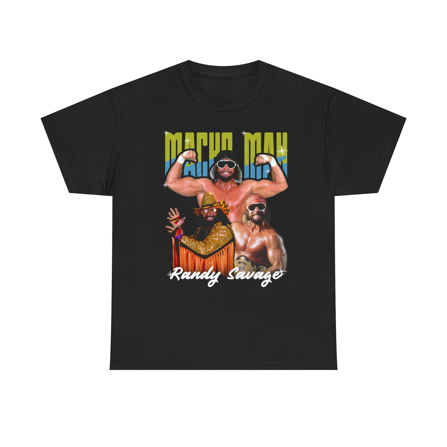 Macho Man Randy Savage Three Pose WWE Mens Black T-shirt