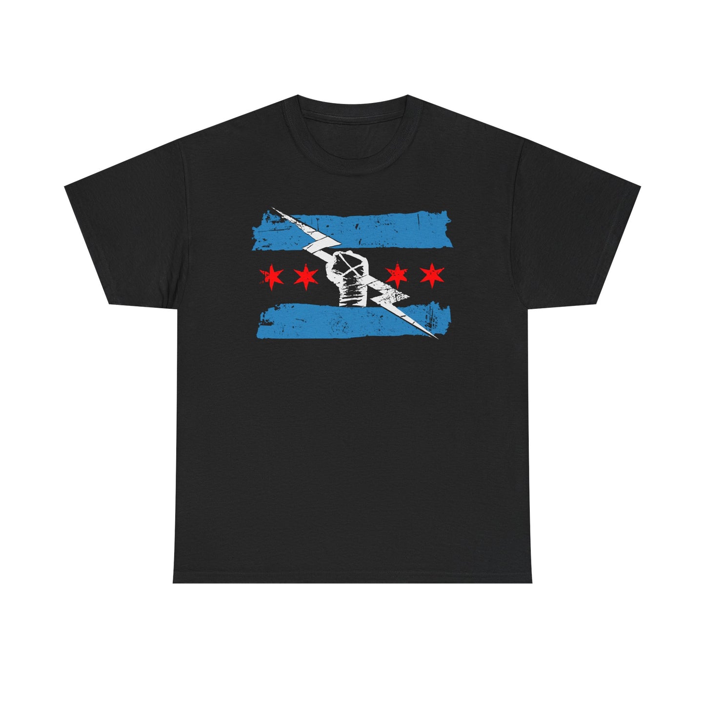 Return of CM Punk Red White Blue Logo Black T-shirt