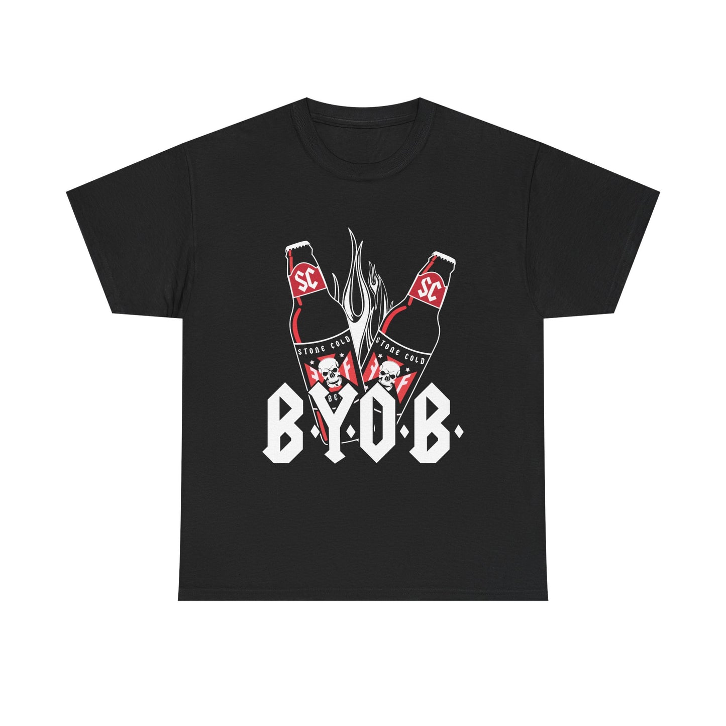 Stone Cold Steve Austin BYOB Beer Skull Mens Black T-shirt