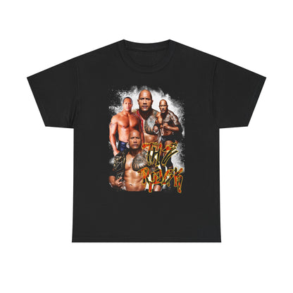 Dwayne The Rock Johnson Four Poses Black WWE T-shirt