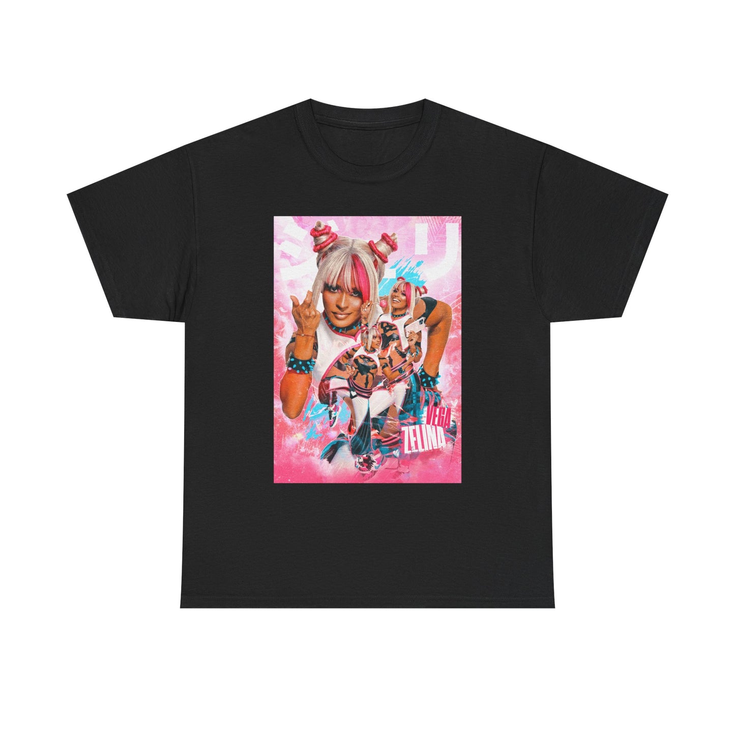 Zelina Vega Pink Logo Poster Print Black T-shirt