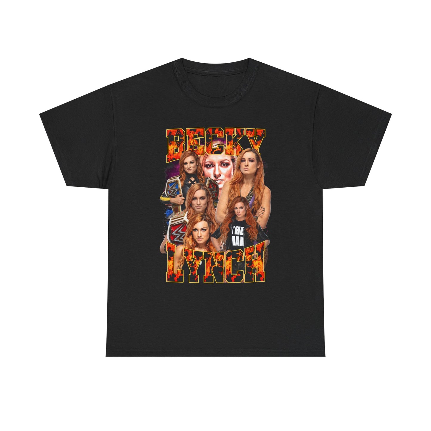 Becky Lynch Six Faces Fire Black WWE T-shirt