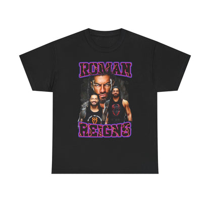 Roman Reigns Purple Name Three Pose Mens Black T-shirt
