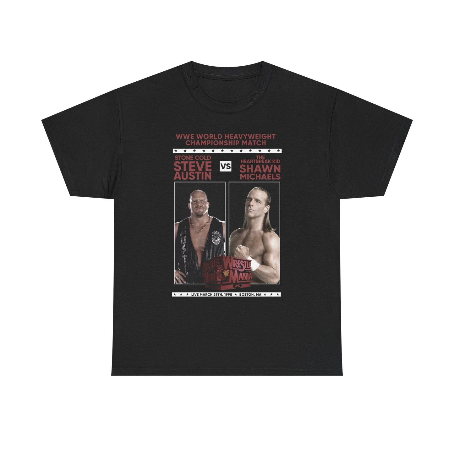 Wrestlemania 14 Stone Cold vs Shawn Michaels Black T-shirt