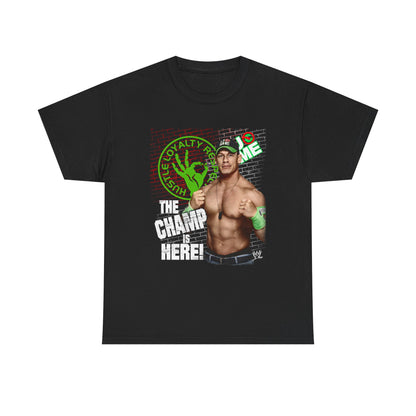 John Cena Champ Is Here Black Neon WWE Mens T-shirt