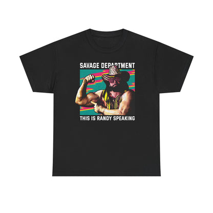 Macho Man Randy Savage Department Speaking Mens Black T-shirt