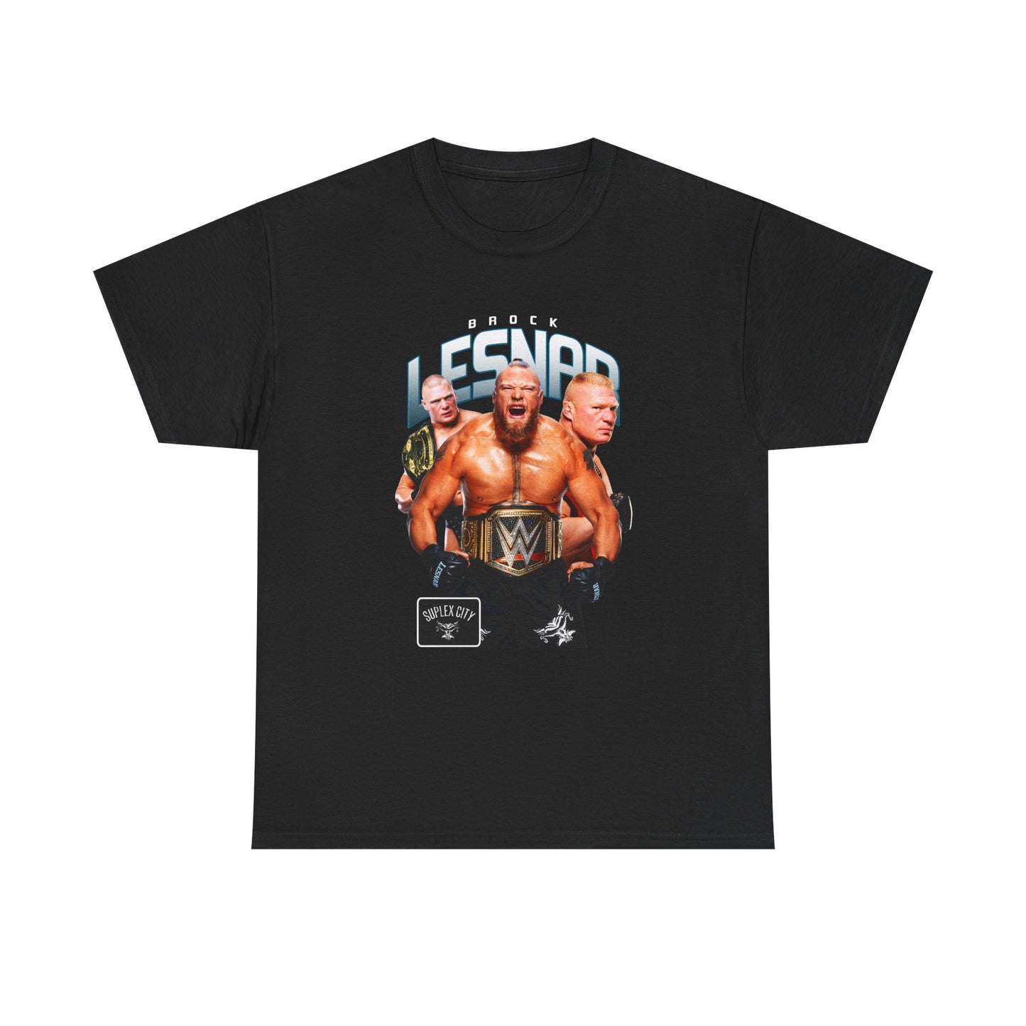 Brock Lesnar Championship Belt Three Pose Mens Black T-shirt