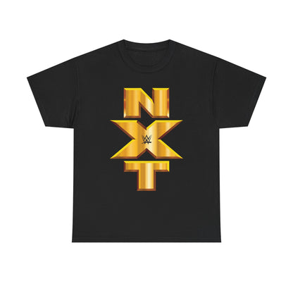 NXT Gold Vertical Logo WWE Mens Black T-shirt
