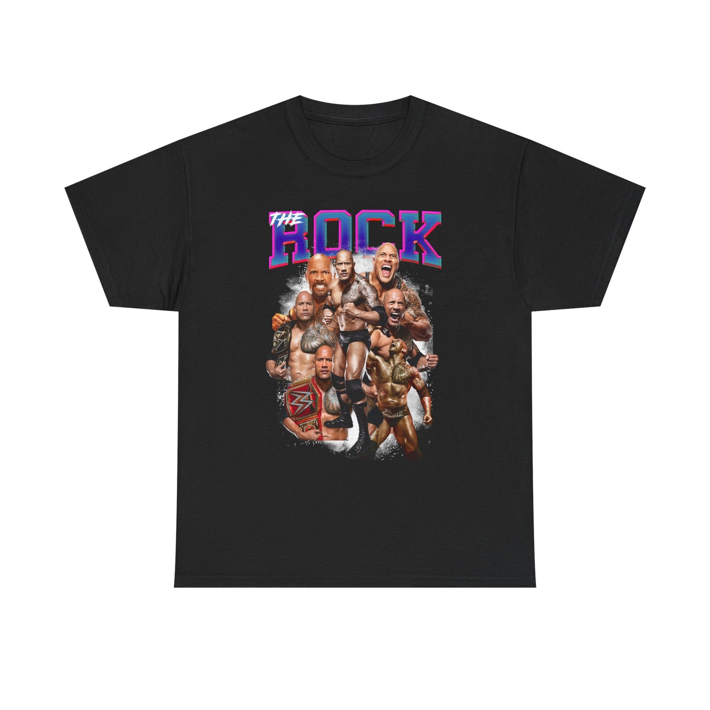Dwayne The Rock Johnson Seven Pose Flex Black WWE T-shirt